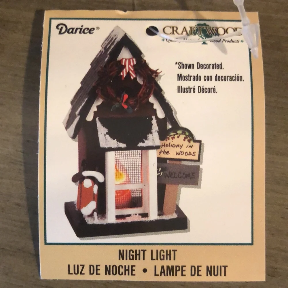 DARICE CRAFTWOOD MINIATURE FIREPLACE, SNOW HOUSE AND LOG HOUSE NIGHT LIGHT